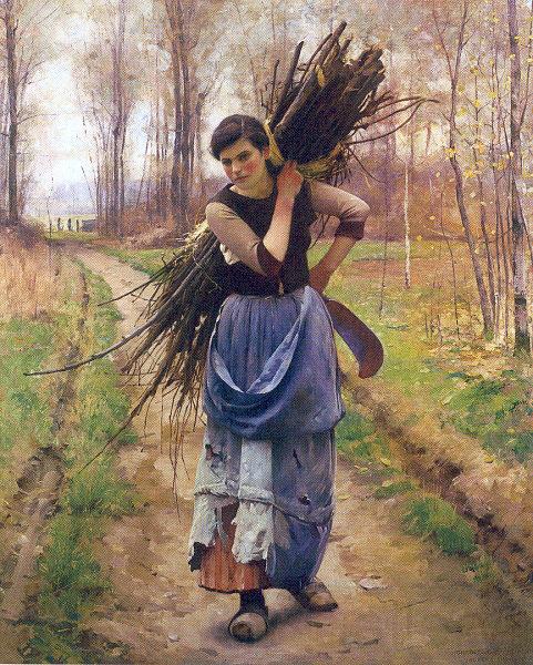 Pearce, Charles Sprague The Woodcutter's Daughter Norge oil painting art